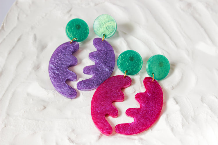 Large Abstract Color Block Dangles