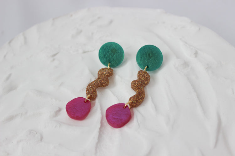 Color Block Squiggle Dangles