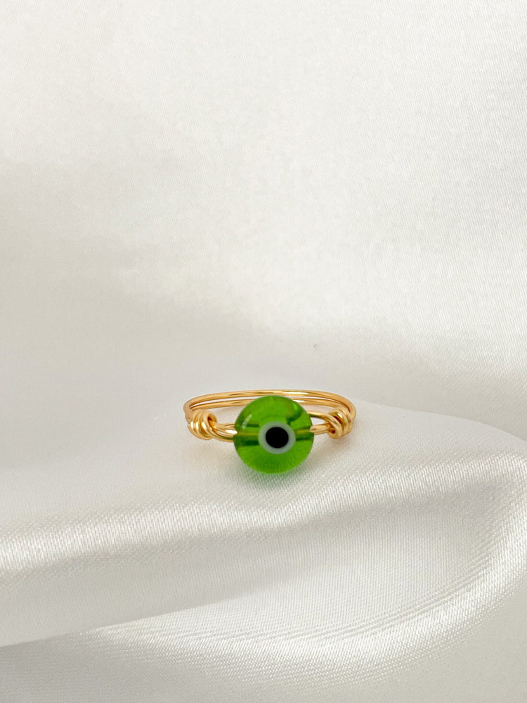 Dainty Wire Wrapped Evil Eye Ring | Minimalist Gold Ring | Dainty Gold Jewelry | Holiday Gift for Her | No Tarnish Wire Wrap Rings