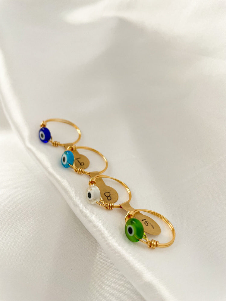Dainty Wire Wrapped Evil Eye Ring | Minimalist Gold Ring | Dainty Gold Jewelry | Holiday Gift for Her | No Tarnish Wire Wrap Rings