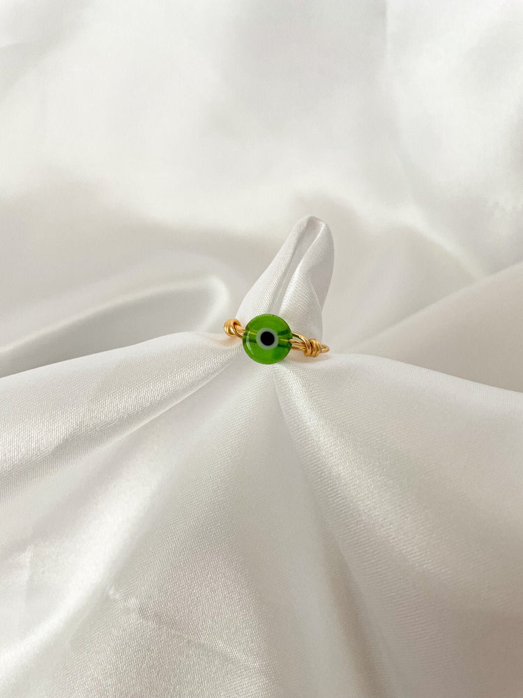 Dainty Wire Wrapped Evil Eye Ring | Minimalist Gold Ring | Dainty Gold Jewelry | Holiday Gift for Her | No Tarnish Wire Wrap Rings
