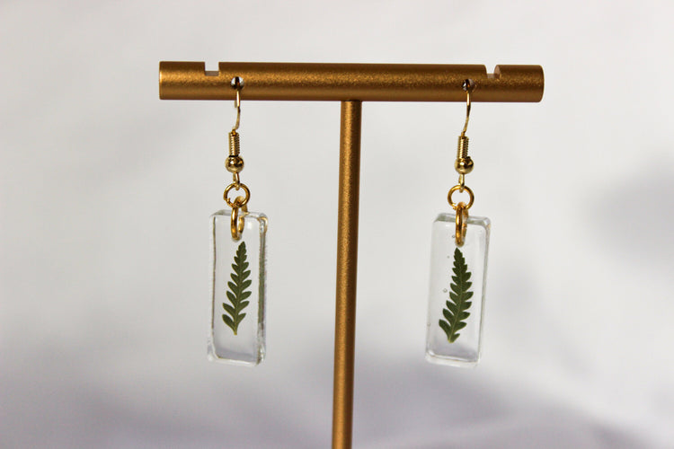 Fern Dangle Earrings | Pressed Flower Resin Earrings | Minimalist Jewelry | Lightweight Statement Earrings | Dainty Floral Earring
