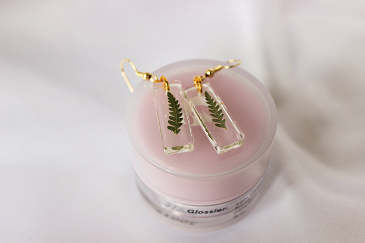 Fern Dangle Earrings | Pressed Flower Resin Earrings | Minimalist Jewelry | Lightweight Statement Earrings | Dainty Floral Earring