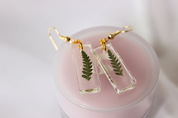 Fern Dangle Earrings | Pressed Flower Resin Earrings | Minimalist Jewelry | Lightweight Statement Earrings | Dainty Floral Earring