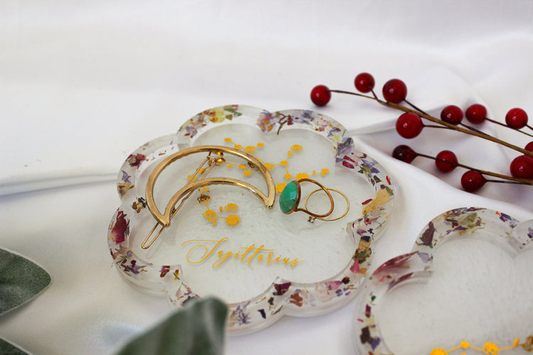 Floral Zodiac Trinket Dishes | Hexagon Resin Coasters | Cottage Core Decor | Floral Confetti Coasters | Nature Decorations | Gift for Her