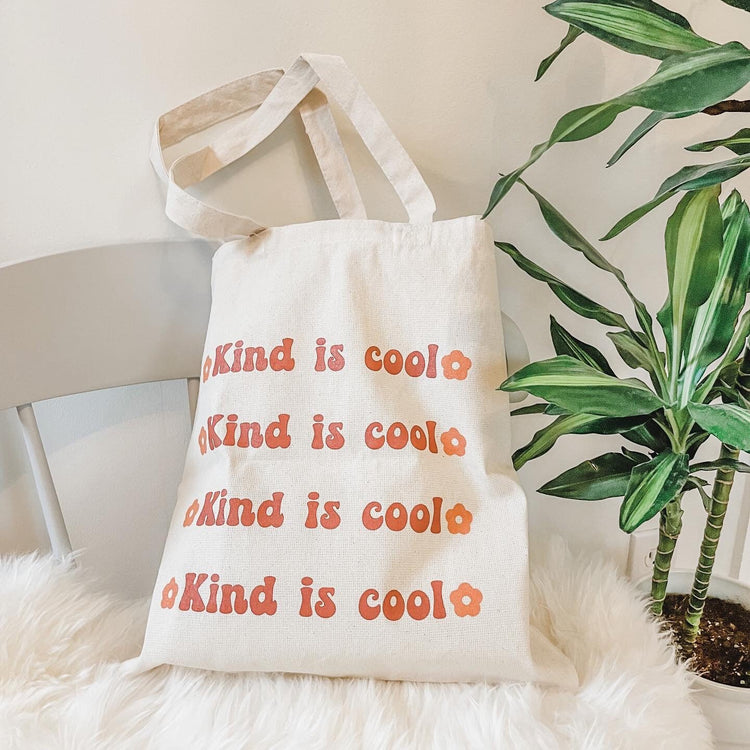 It’s Cool To Be Kind Tote Bag | Small Rectangle Tote | Recycled Cotton Reusable Bag | Trendy Retro Style Tote