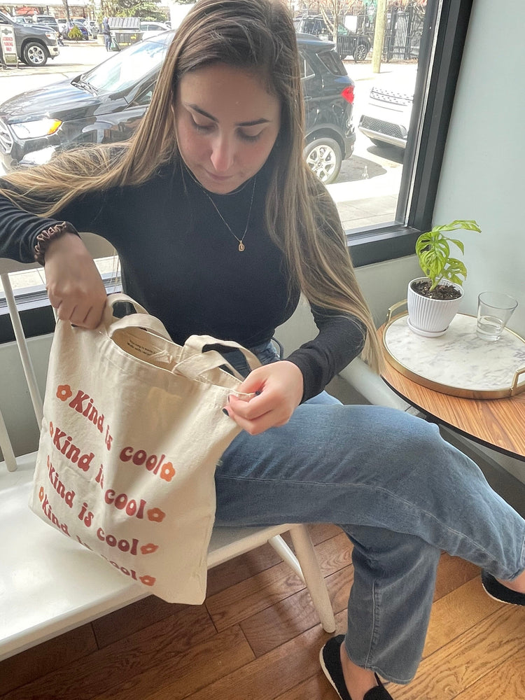 It’s Cool To Be Kind Tote Bag | Small Rectangle Tote | Recycled Cotton Reusable Bag | Trendy Retro Style Tote