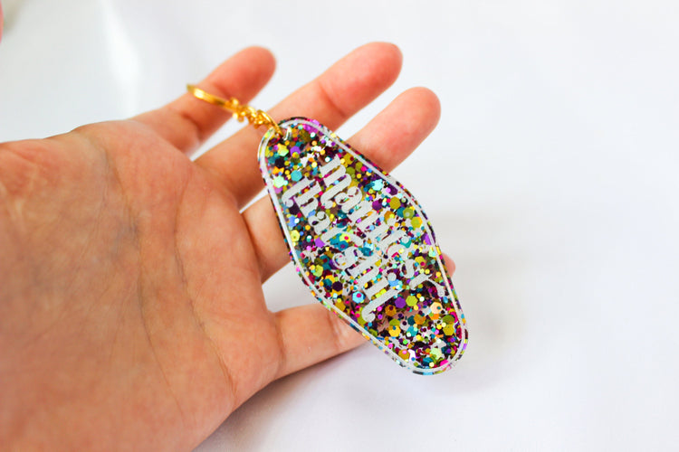 Manifest That Sh*t Keychain | Vintage Style Hotel Keychain | Motel Key Tag | Resin Keychains