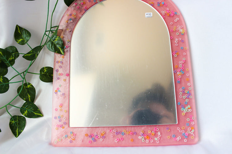Large Resin Arch Mirror | Decorative Floral Mirror | Boho Floral Room Decor | Vanity Mirror