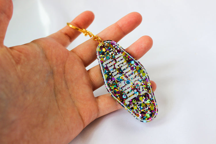 Manifest That Sh*t Keychain | Vintage Style Hotel Keychain | Motel Key Tag | Resin Keychains