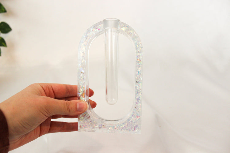 Resin Arched Propagation Station | Handmade Propagation Tube | Iridescent Bud Vase | Unique Home Decor