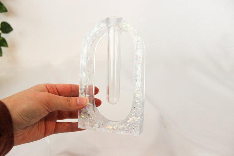 Resin Arched Propagation Station | Handmade Propagation Tube | Iridescent Bud Vase | Unique Home Decor
