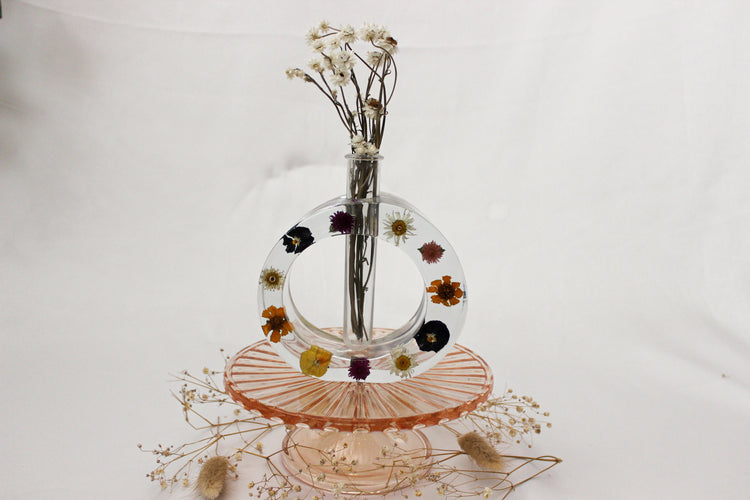 Resin Circle Propagation Station | Handmade Propagation Tube | Elegant Floral Bud Vase | Unique Home Decor | Pressed Flower Art
