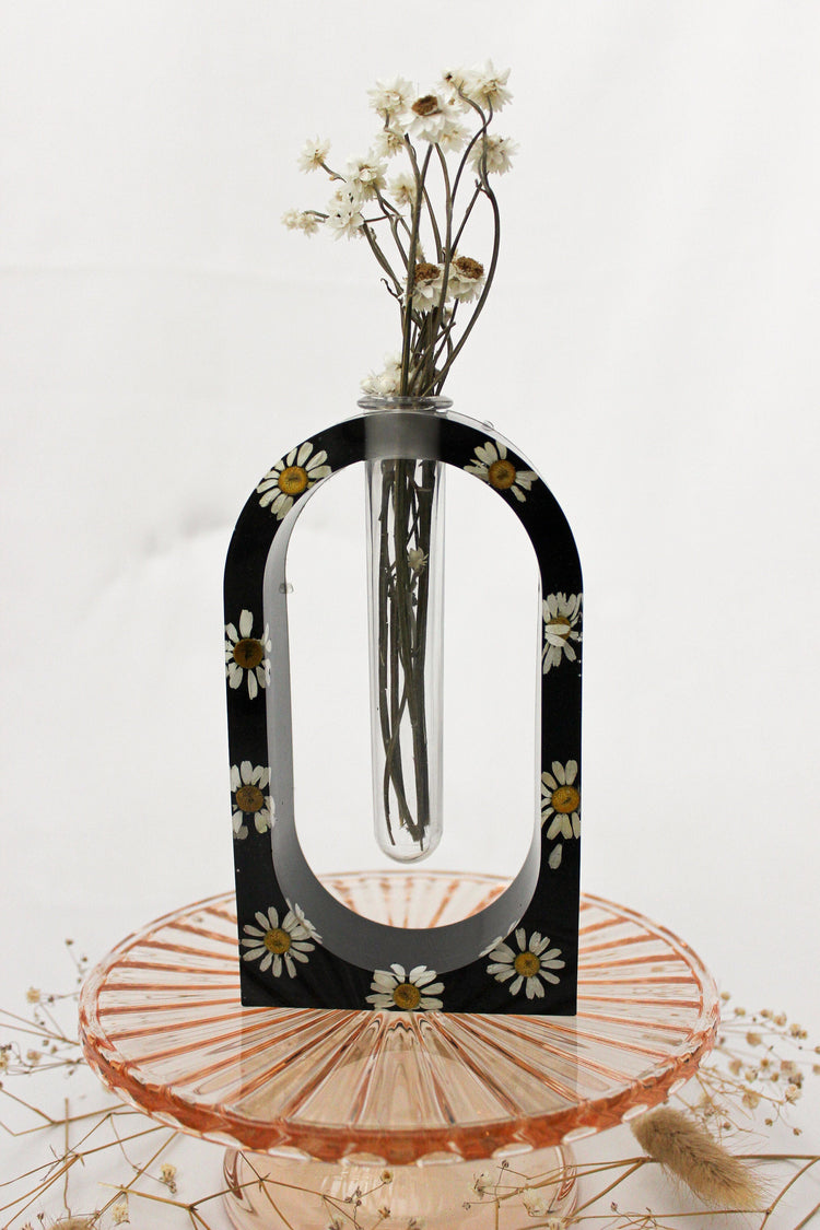 Resin Arched Propagation Station | Handmade Propagation Tube | Black Chamomile Bud Vase | Unique Home Decor