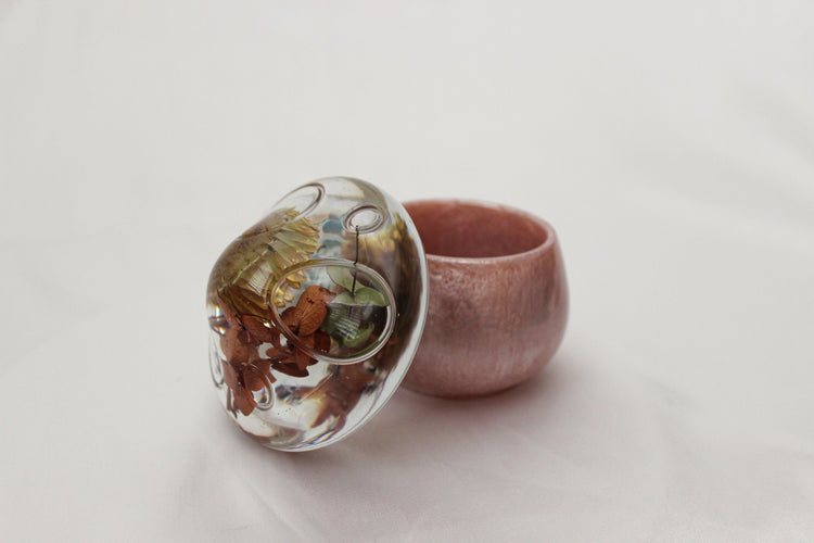 Handmade Resin Mushroom Jar | Dried Flower | Bathroom Vanity Dish | Catch All Dish | Trinket Box | Boho Decor | Floral Resin Jar