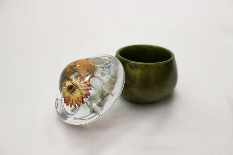 Handmade Resin Mushroom Jar | Dried Flower | Bathroom Vanity Dish | Catch All Dish | Trinket Box | Boho Decor | Floral Resin Jar
