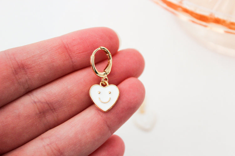 Happy Heart Huggie Hoops | Heart Shaped Huggie Earrings | Valentine Dangle Earrings | Gift for Her | Dainty Gold Filled Earring