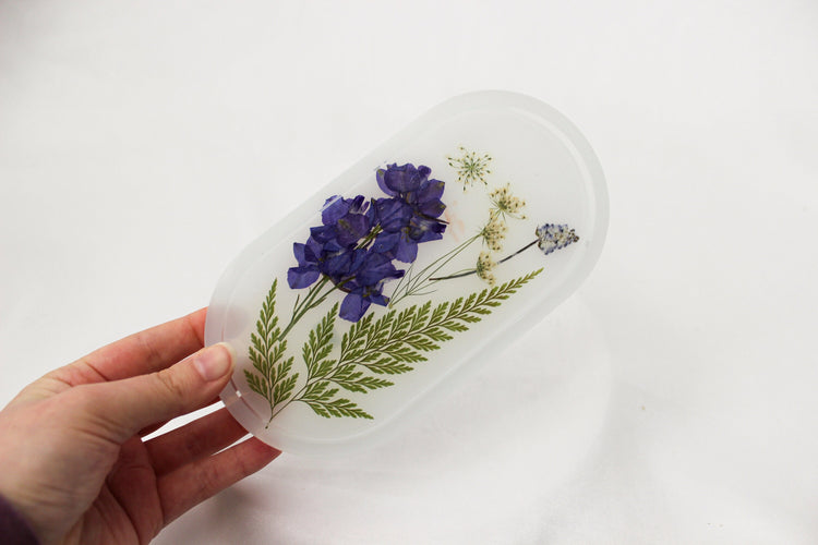 Handmade Resin Pill Tray | Dried Flowers | Bathroom Vanity Tray | Catch All Dish | Trinket Tray | Boho Decor | Bright Floral Resin Tray |