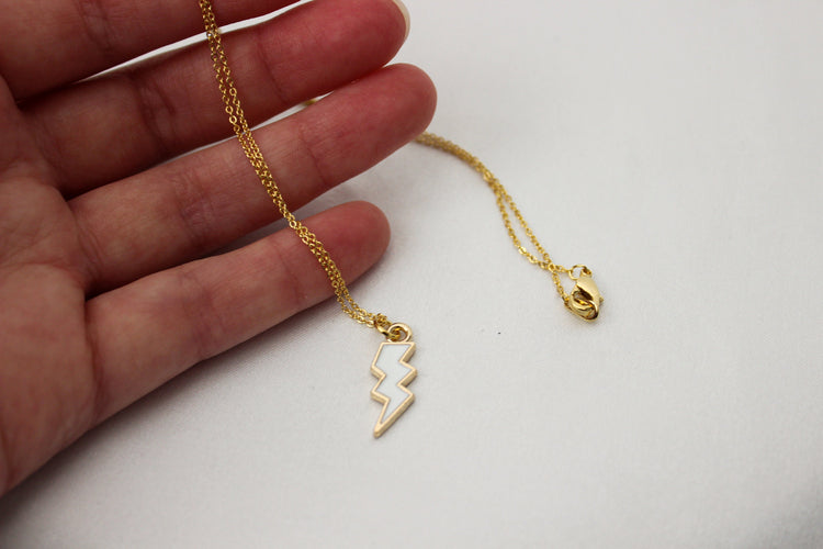 Lightning Bolt Pendant Necklace | Dainty Gold Necklace | Minimalist Gold Jewelry | Gift for Her | Small Gold Pendant Necklace