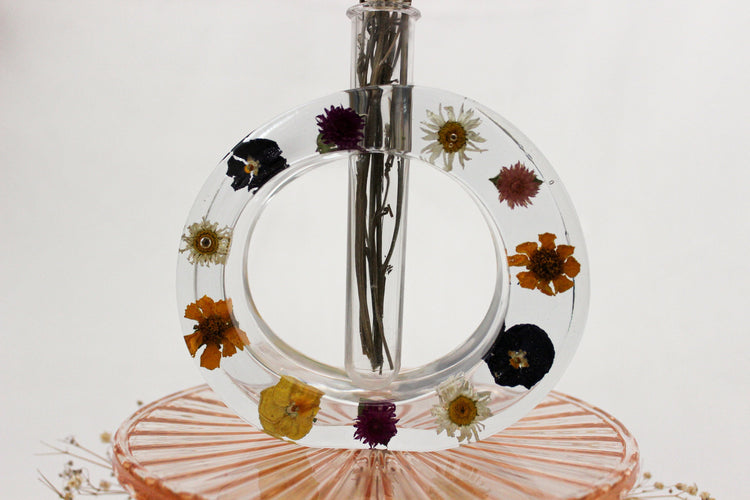 Resin Circle Propagation Station | Handmade Propagation Tube | Elegant Floral Bud Vase | Unique Home Decor | Pressed Flower Art