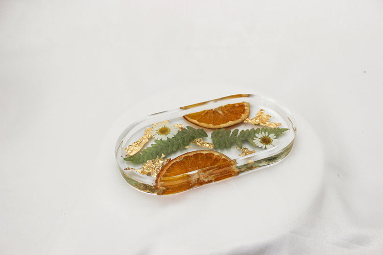 Handmade Resin Pill Tray | Dried Flowers | Bathroom Vanity Tray | Catch All Dish | Trinket Tray | Boho Decor | Bright Floral Resin Tray |