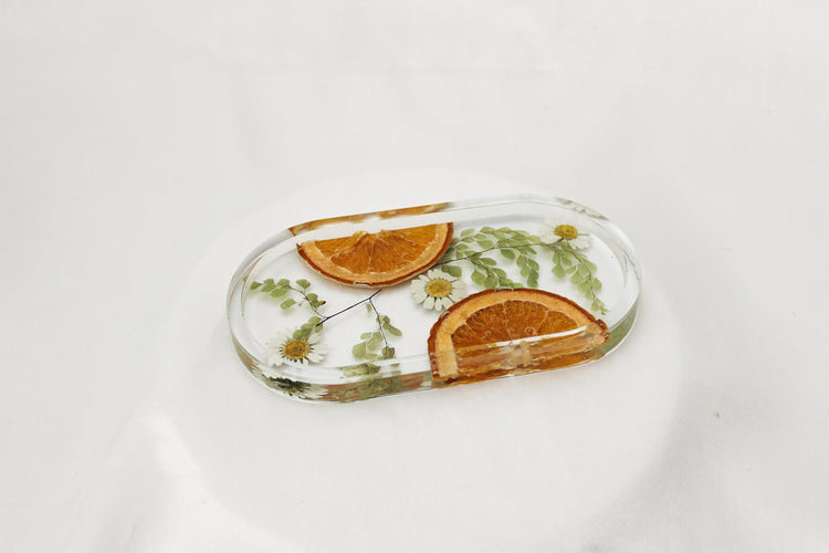 Handmade Resin Pill Tray | Dried Flowers | Bathroom Vanity Tray | Catch All Dish | Trinket Tray | Boho Decor | Bright Floral Resin Tray |