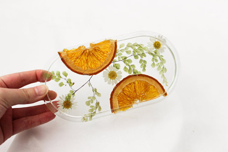 Handmade Resin Pill Tray | Dried Flowers | Bathroom Vanity Tray | Catch All Dish | Trinket Tray | Boho Decor | Bright Floral Resin Tray |