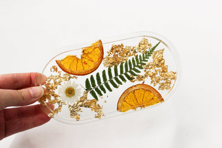 Handmade Resin Pill Tray | Dried Flowers | Bathroom Vanity Tray | Catch All Dish | Trinket Tray | Boho Decor | Bright Floral Resin Tray |