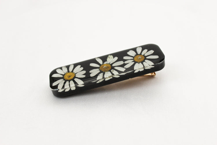 Pressed Flower Resin Hair Clips | Single Gold Hair Clip | Pressed Chamomile Flowers | Boho Style | Dainty Hair Clip