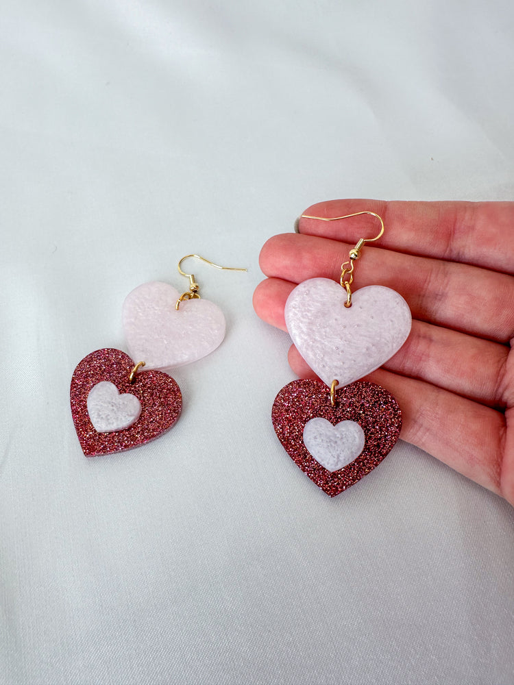 Double Heart Dangles