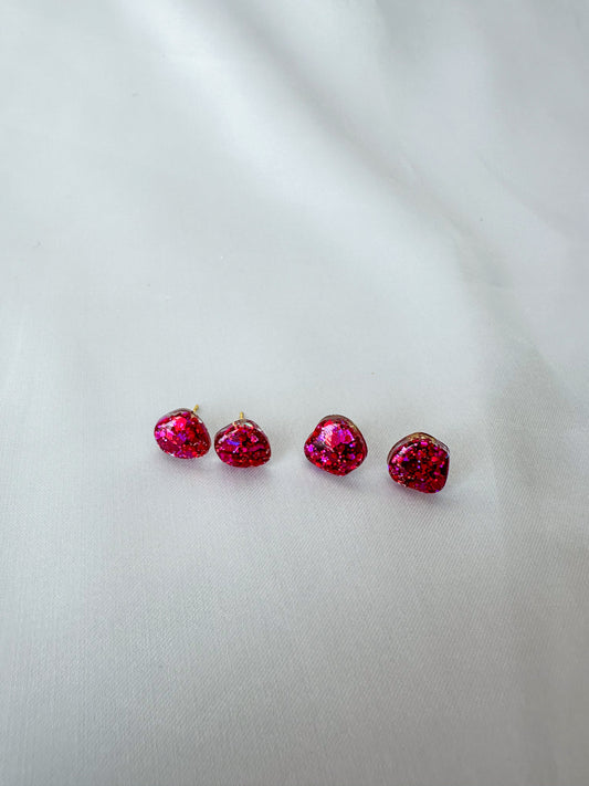 Pink glitter studs