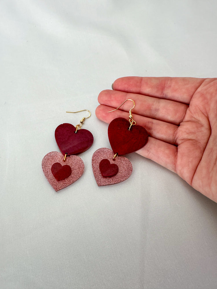 Double Heart Dangles