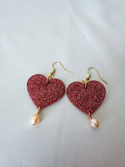 Pearly heart dangles