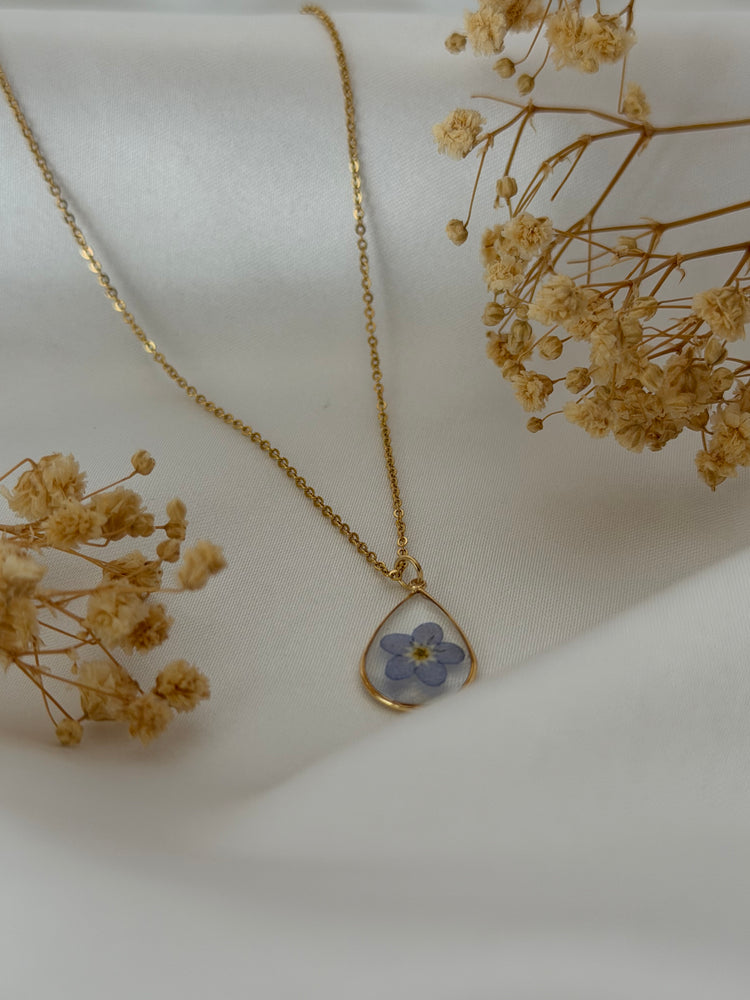 Forget me not teardrop Necklace