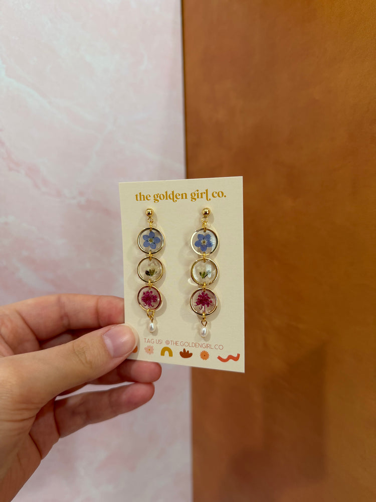 Mixed flower triple dangles