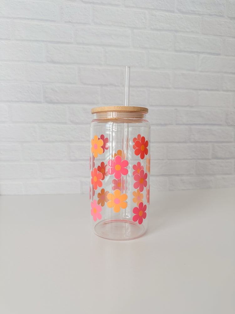 Sunset Floral Glass Cup