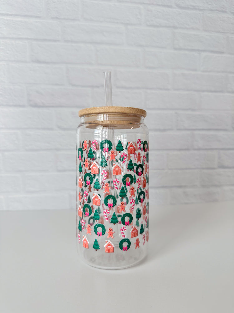 Gingerbread Christmas Glass Cup