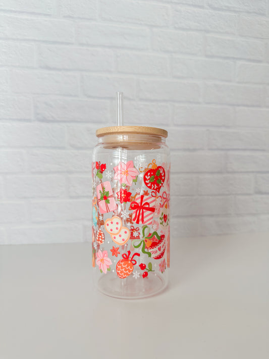 Christmas Presents & Cookies Glass Cup