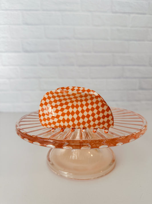 Orange Checkered Claw Clip