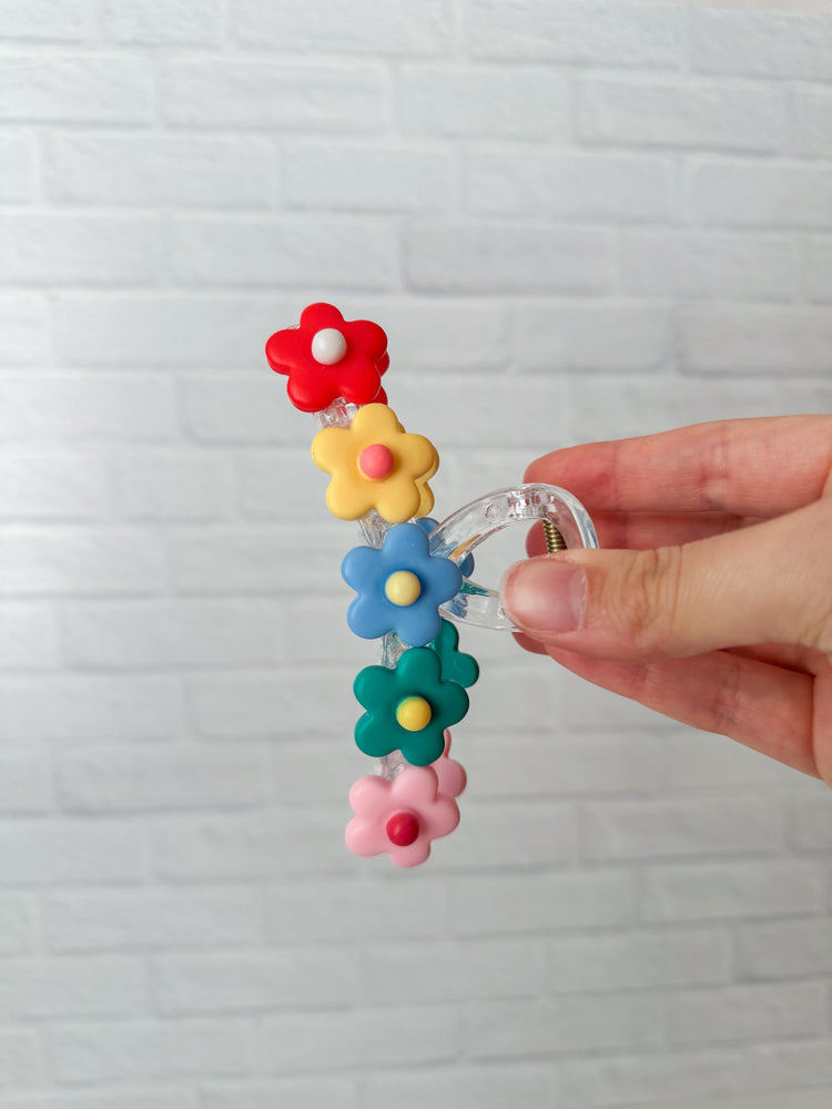 Rainbow Floral Claw Clip