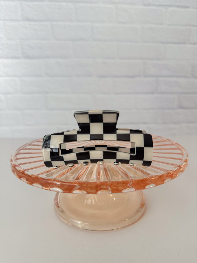 B&W Checkered Claw Clip