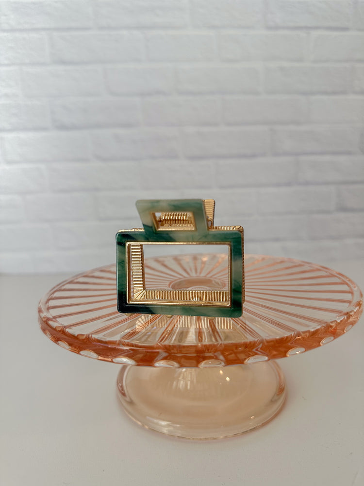 Emerald + Gold Claw Clip