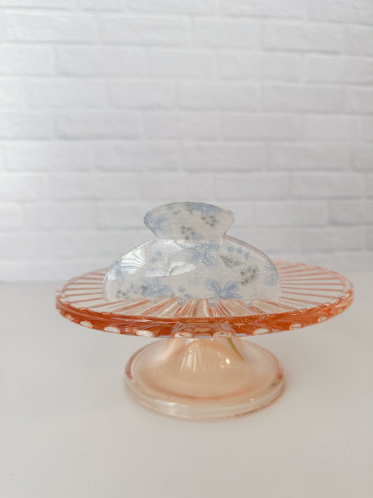 Blue Shimmer Floral Claw Clip