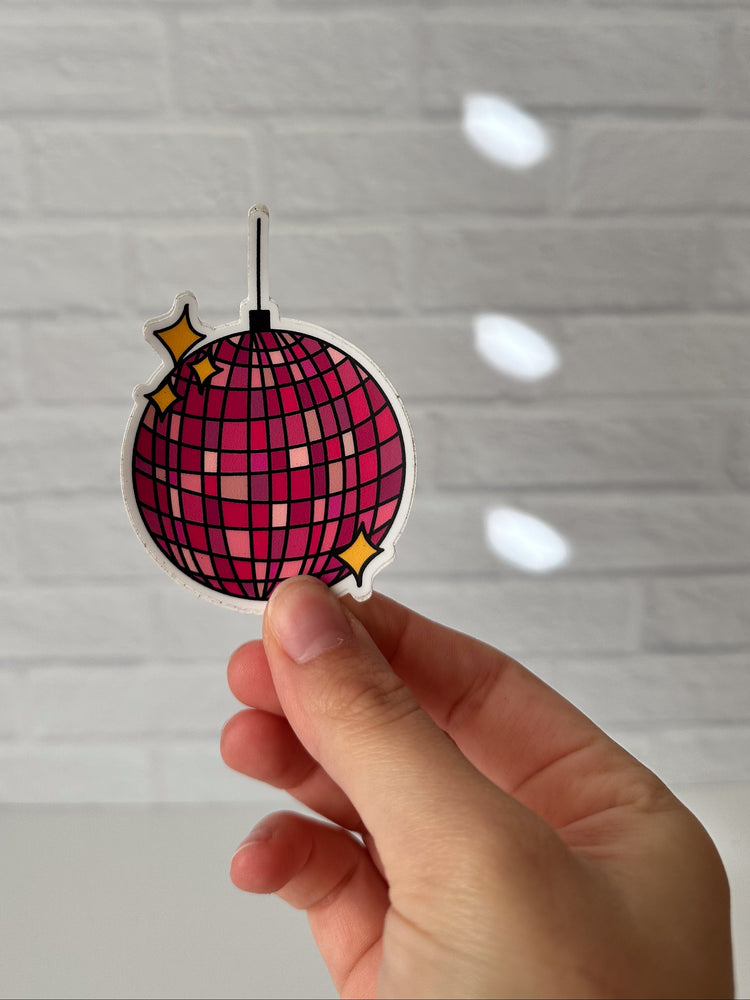 Pink Disco Ball Sticker (Large)