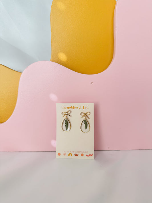 Teardrop Fern Bow Dangles