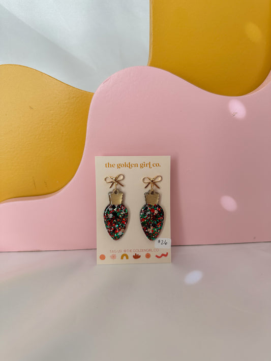 Classic Christmas Bulb Bow Dangles