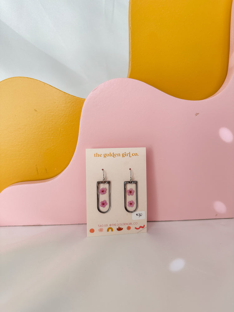 Pink Blossom Dangles (Silver)