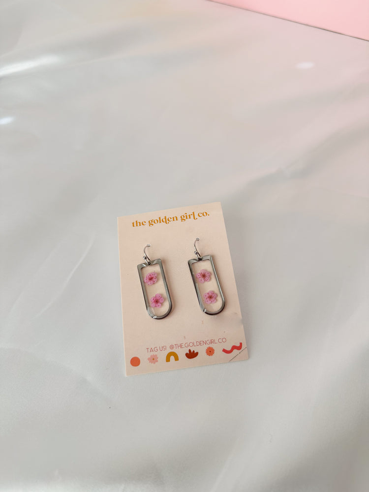 Pink Blossom Dangles (Silver)