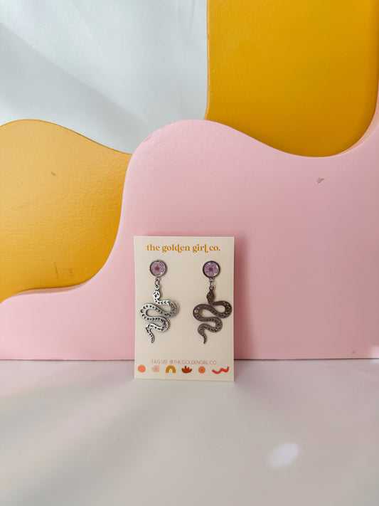 Lilac Snake Dangles (silver)