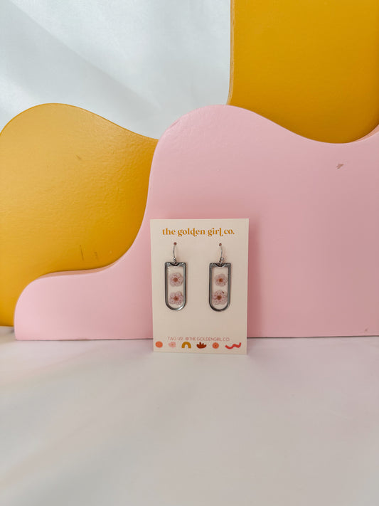 Baby Pink Blossom Dangles (Silver)